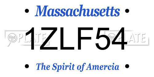 1ZLF54 Massachusetts License Plate