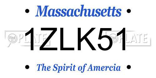 1ZLK51 Massachusetts License Plate