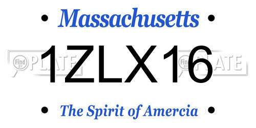 1ZLX16 Massachusetts License Plate
