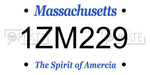 1ZM229 Massachusetts License Plate
