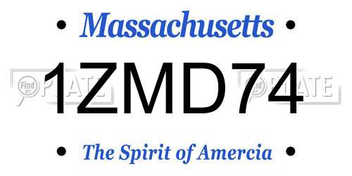 1ZMD74 Massachusetts License Plate