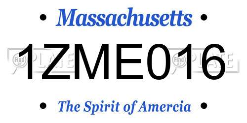 1ZME016 Massachusetts License Plate