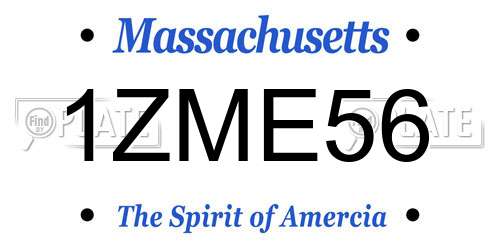 1ZME56 Massachusetts License Plate