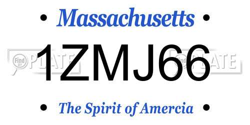 1ZMJ66 Massachusetts License Plate