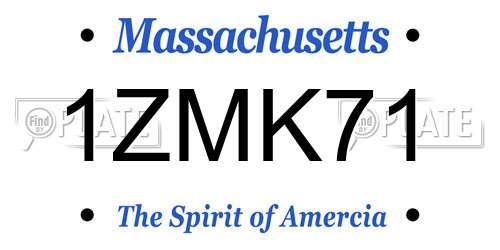 1ZMK71 Massachusetts License Plate