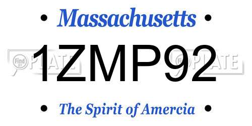 1ZMP92 Massachusetts License Plate
