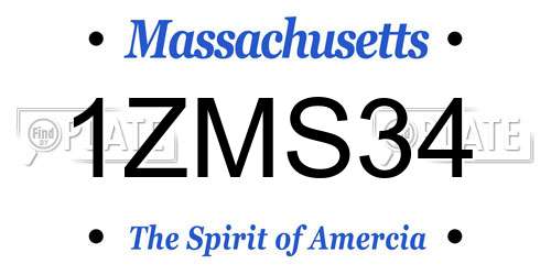 1ZMS34 Massachusetts License Plate