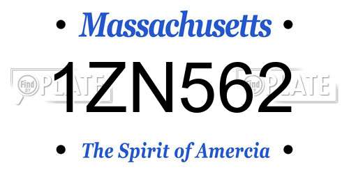 1ZN562 Massachusetts License Plate
