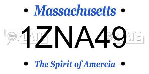 1ZNA49 Massachusetts License Plate