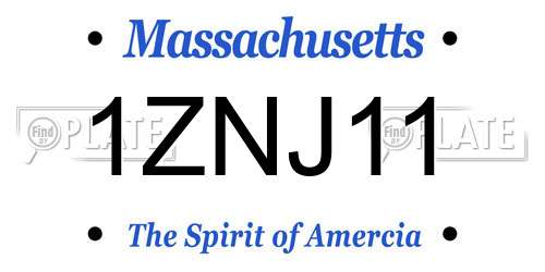 1ZNJ11 Massachusetts License Plate