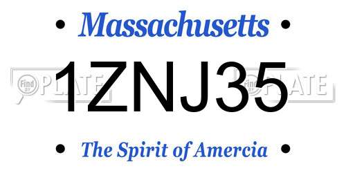 1ZNJ35 Massachusetts License Plate