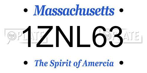 1ZNL63 Massachusetts License Plate