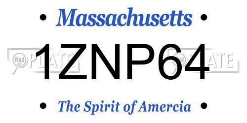 1ZNP64 Massachusetts License Plate