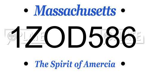 1ZOD586 Massachusetts License Plate