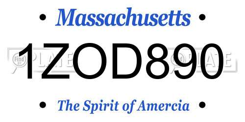 1ZOD890 Massachusetts License Plate