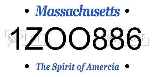 1ZOO886 Massachusetts License Plate