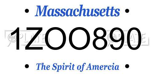 1ZOO890 Massachusetts License Plate