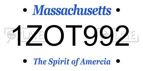 1ZOT992 Massachusetts License Plate