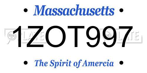 1ZOT997 Massachusetts License Plate