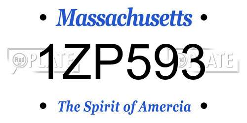 1ZP593 Massachusetts License Plate