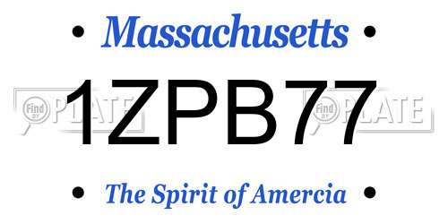 1ZPB77 Massachusetts License Plate