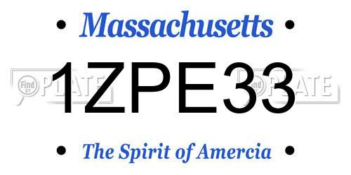 1ZPE33 Massachusetts License Plate