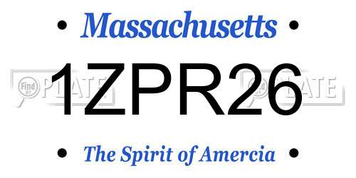1ZPR26 Massachusetts License Plate