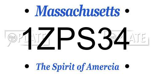 1ZPS34 Massachusetts License Plate