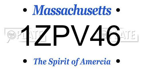 1ZPV46 Massachusetts License Plate