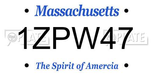 1ZPW47 Massachusetts License Plate