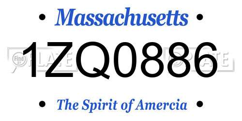 1ZQ0886 Massachusetts License Plate