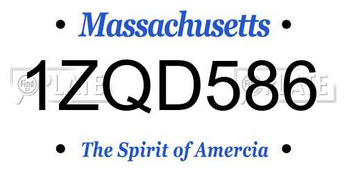 1ZQD586 Massachusetts License Plate