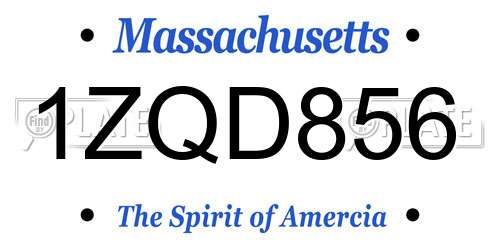 1ZQD856 Massachusetts License Plate