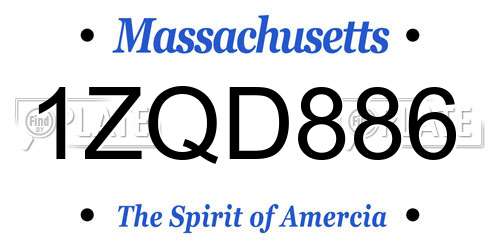 1ZQD886 Massachusetts License Plate