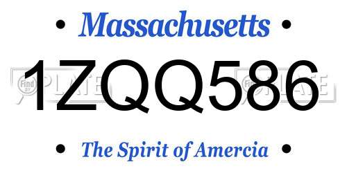 1ZQQ586 Massachusetts License Plate