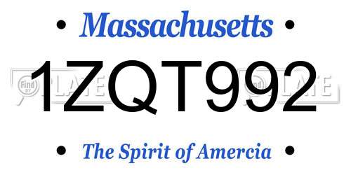 1ZQT992 Massachusetts License Plate