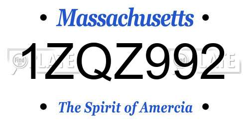 1ZQZ992 Massachusetts License Plate