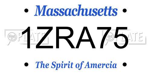 1ZRA75 Massachusetts License Plate
