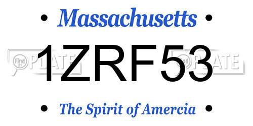 1ZRF53 Massachusetts License Plate
