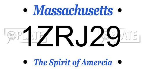 1ZRJ29 Massachusetts License Plate