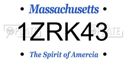 1ZRK43 Massachusetts License Plate