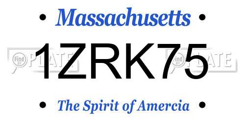 1ZRK75 Massachusetts License Plate