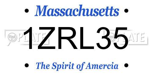 1ZRL35 Massachusetts License Plate