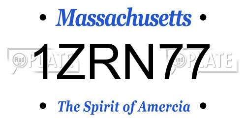 1ZRN77 Massachusetts License Plate