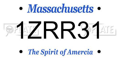 1ZRR31 Massachusetts License Plate