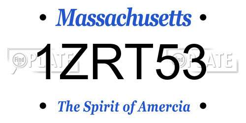 1ZRT53 Massachusetts License Plate