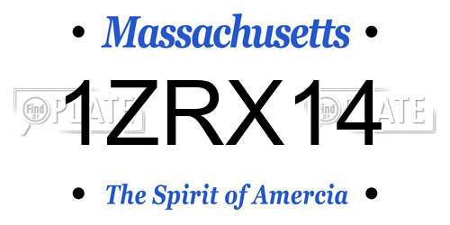 1ZRX14 Massachusetts License Plate