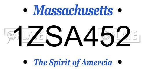 1ZSA452 Massachusetts License Plate