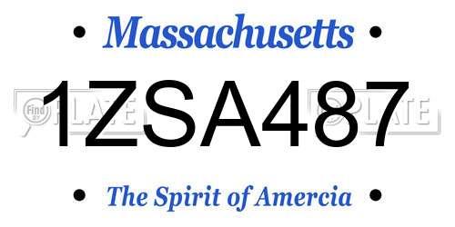 1ZSA487 Massachusetts License Plate