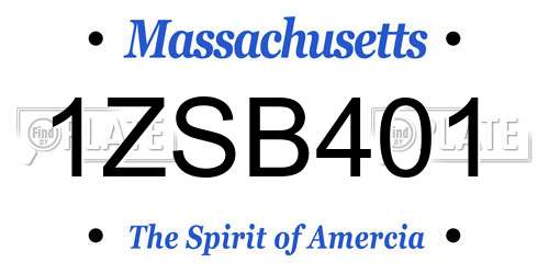 1ZSB401 Massachusetts License Plate